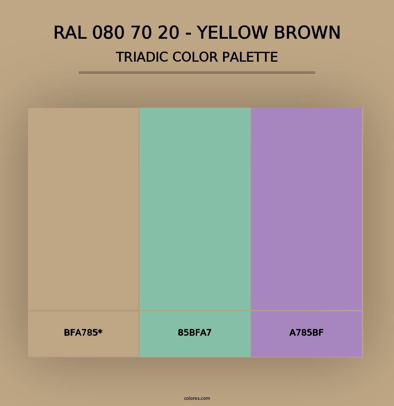 RAL 080 70 20 - Yellow Brown - Triadic Color Palette