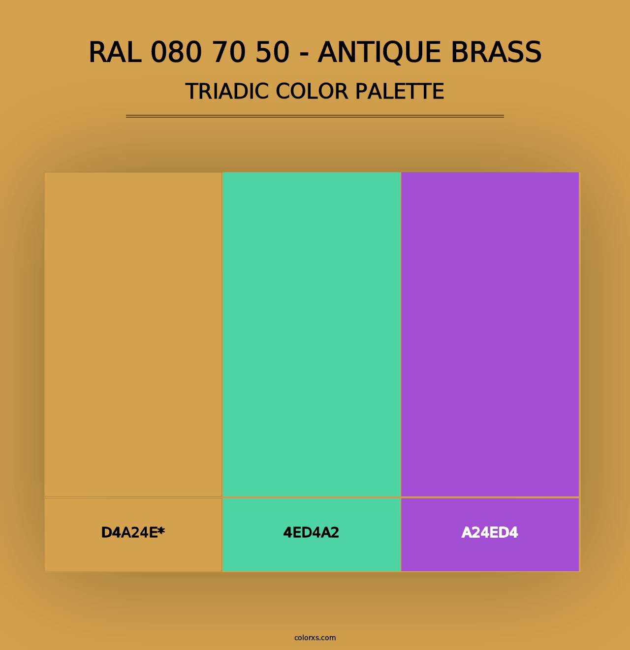 RAL 080 70 50 - Antique Brass - Triadic Color Palette