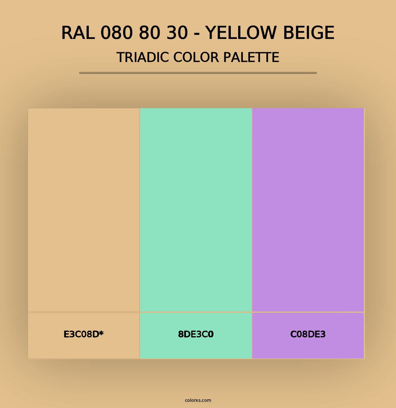 RAL 080 80 30 - Yellow Beige - Triadic Color Palette