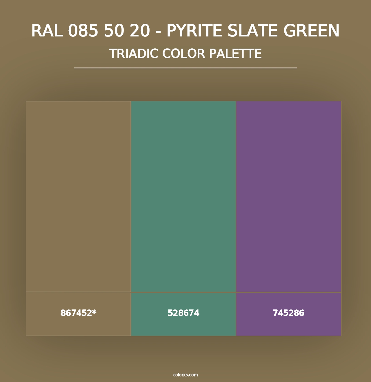 RAL 085 50 20 - Pyrite Slate Green - Triadic Color Palette