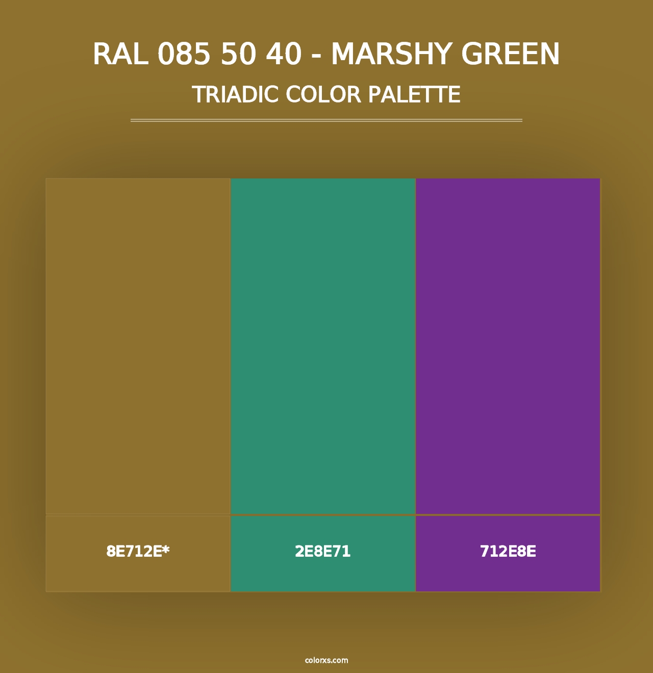 RAL 085 50 40 - Marshy Green - Triadic Color Palette