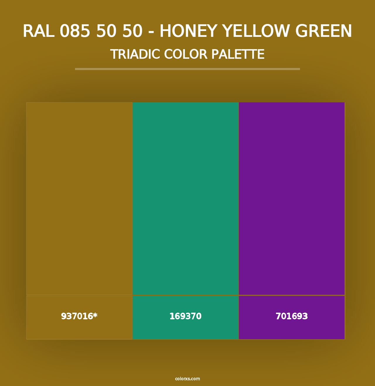 RAL 085 50 50 - Honey Yellow Green - Triadic Color Palette