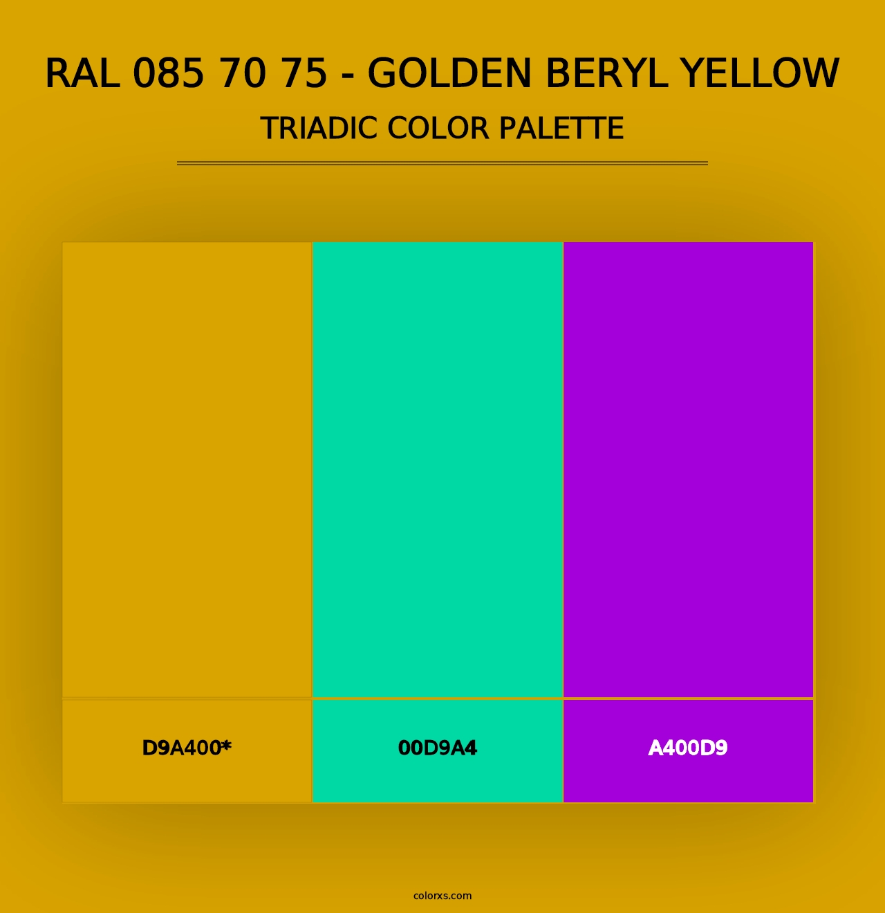 RAL 085 70 75 - Golden Beryl Yellow - Triadic Color Palette