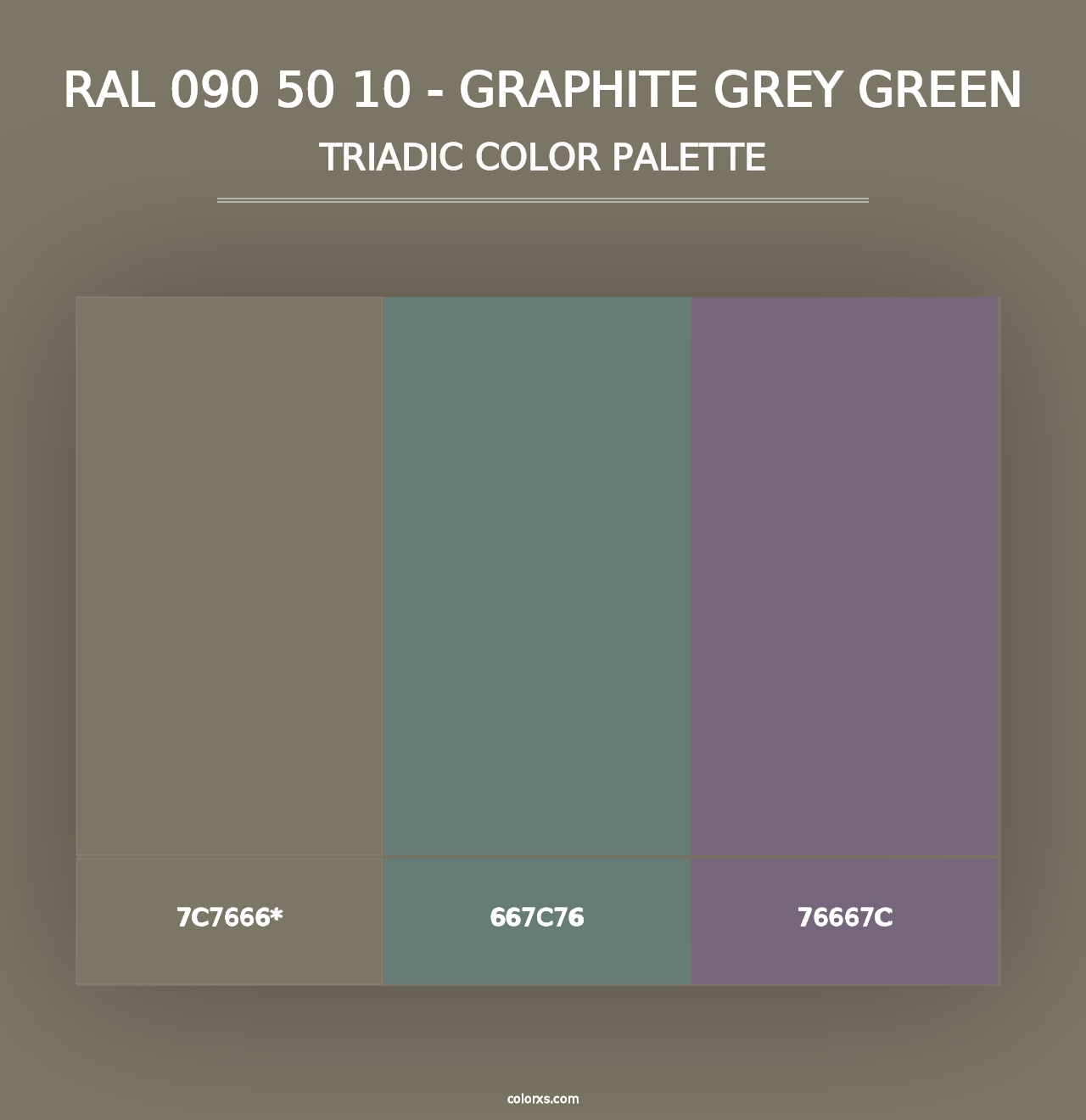 RAL 090 50 10 - Graphite Grey Green - Triadic Color Palette