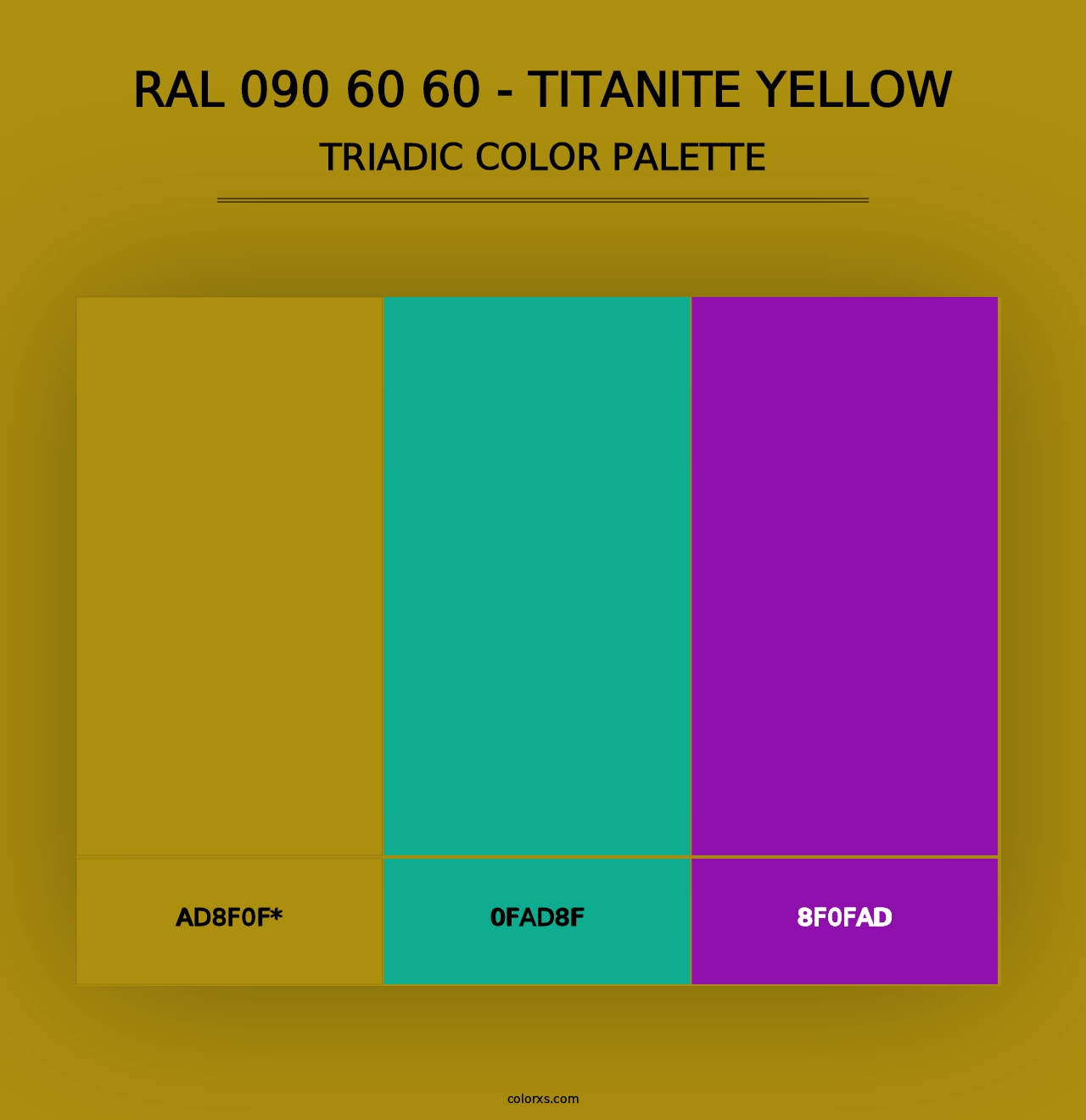 RAL 090 60 60 - Titanite Yellow - Triadic Color Palette