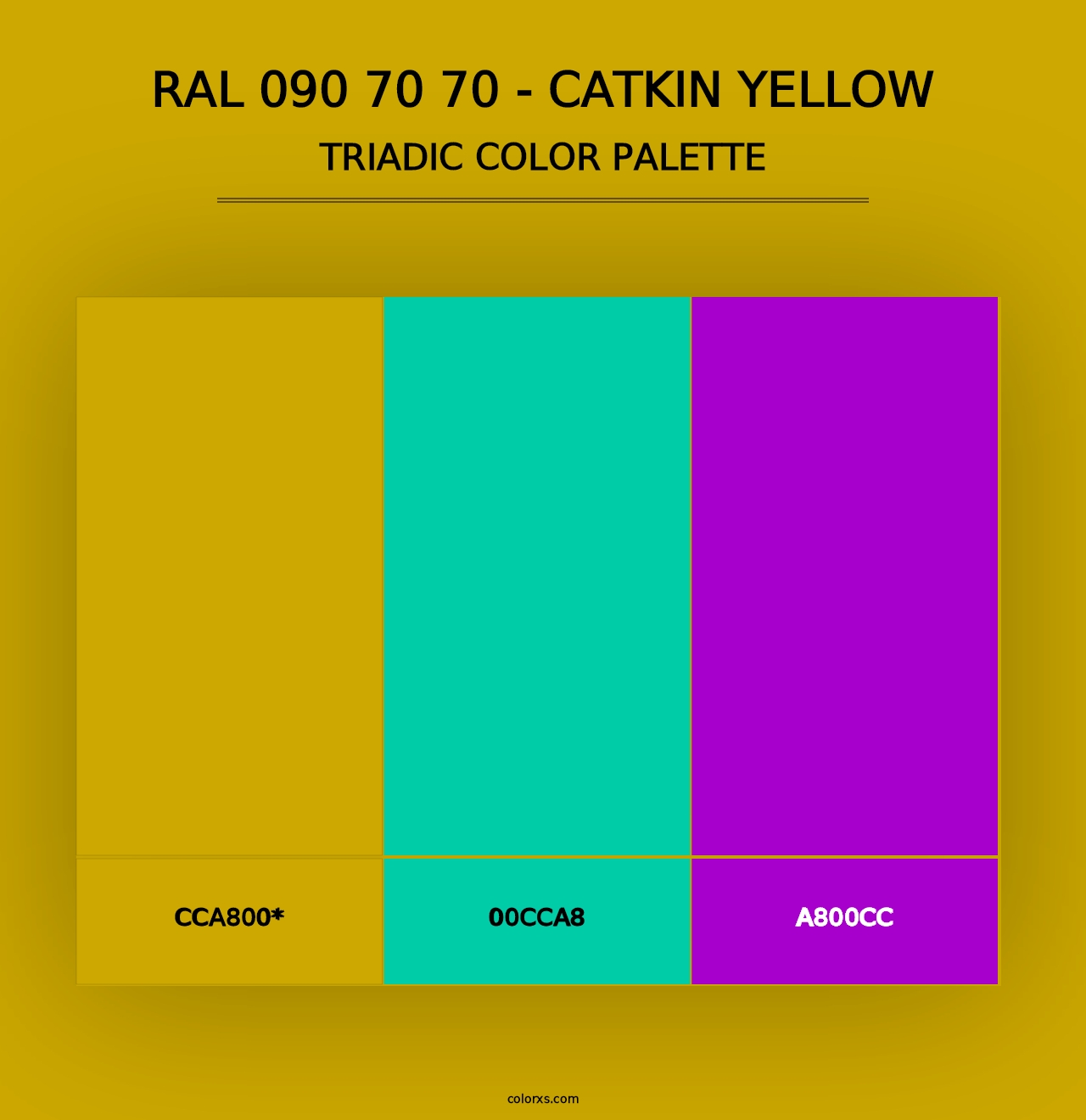 RAL 090 70 70 - Catkin Yellow - Triadic Color Palette