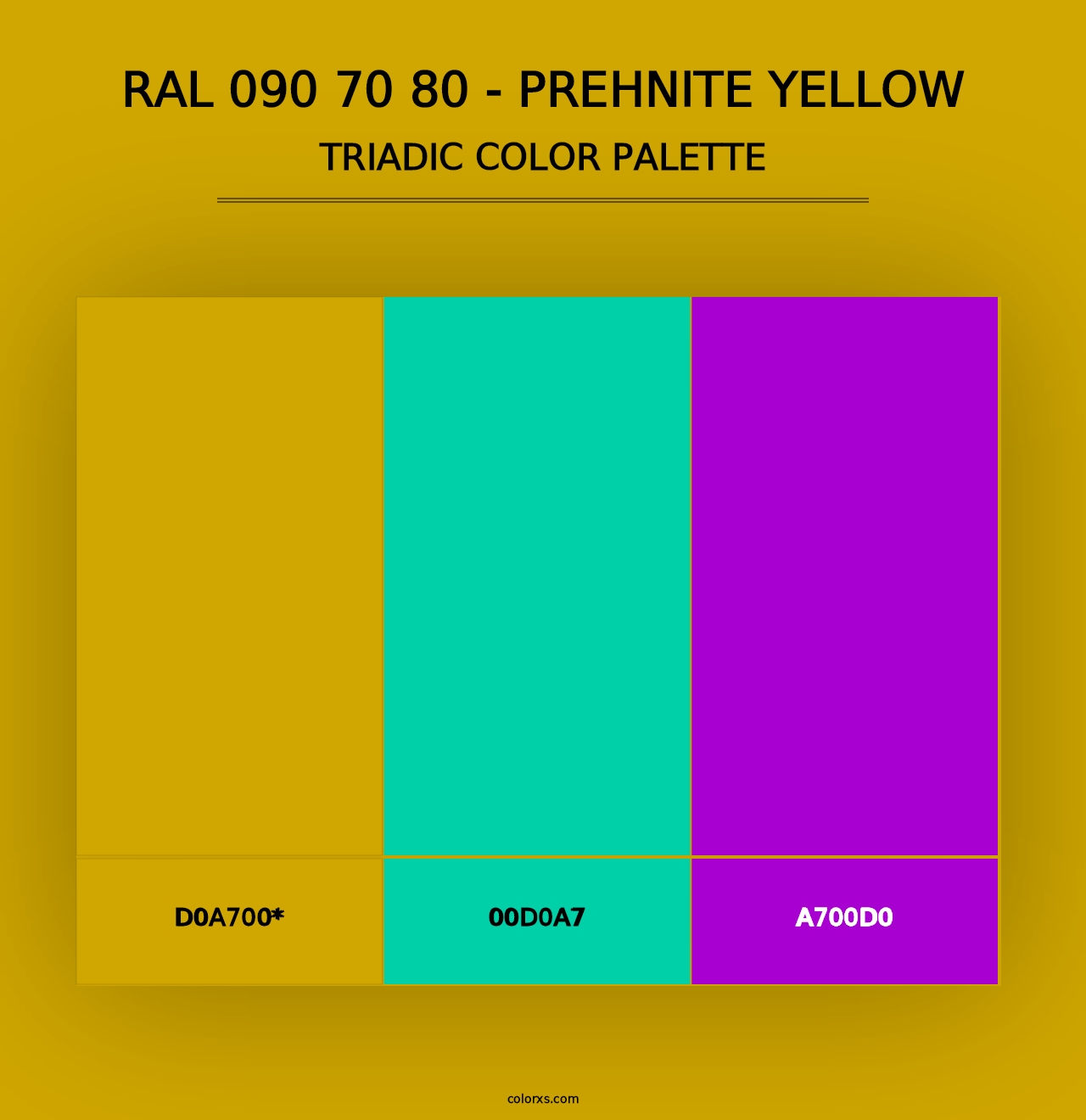 RAL 090 70 80 - Prehnite Yellow - Triadic Color Palette