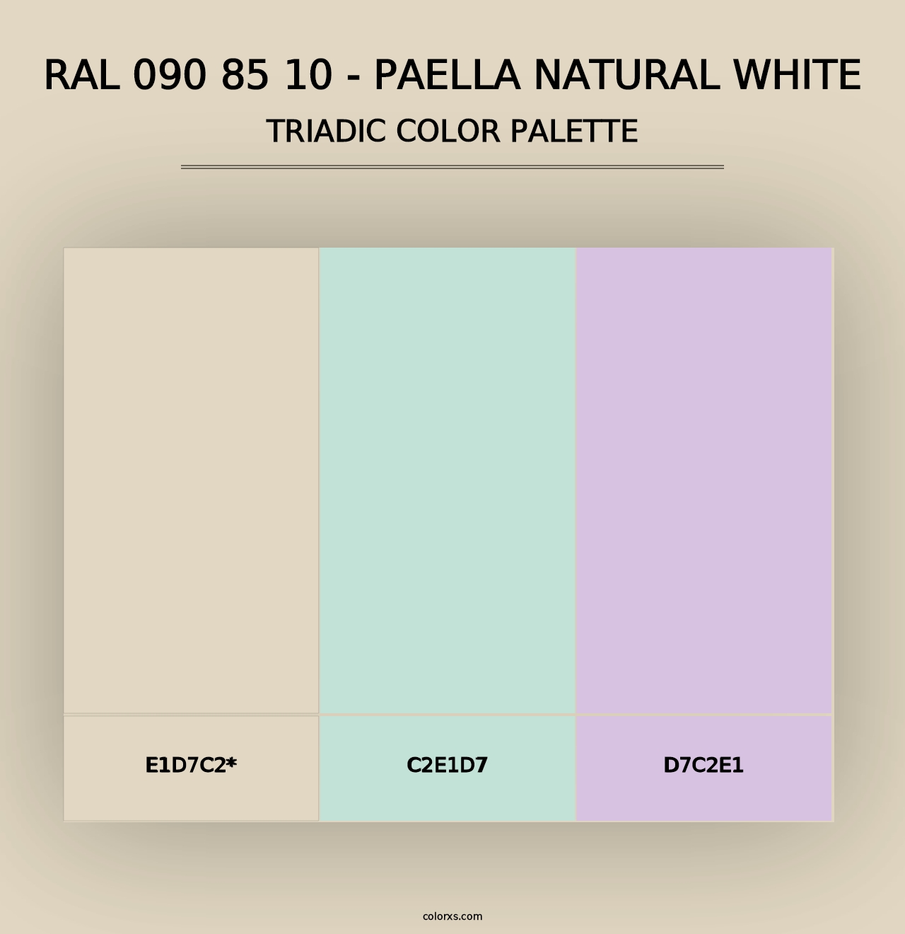 RAL 090 85 10 - Paella Natural White - Triadic Color Palette