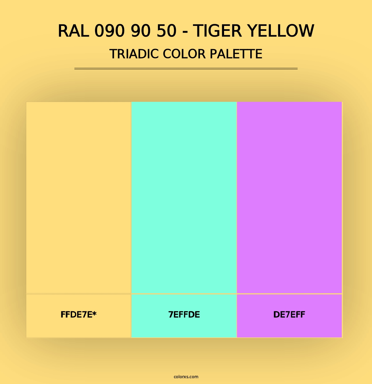 RAL 090 90 50 - Tiger Yellow - Triadic Color Palette