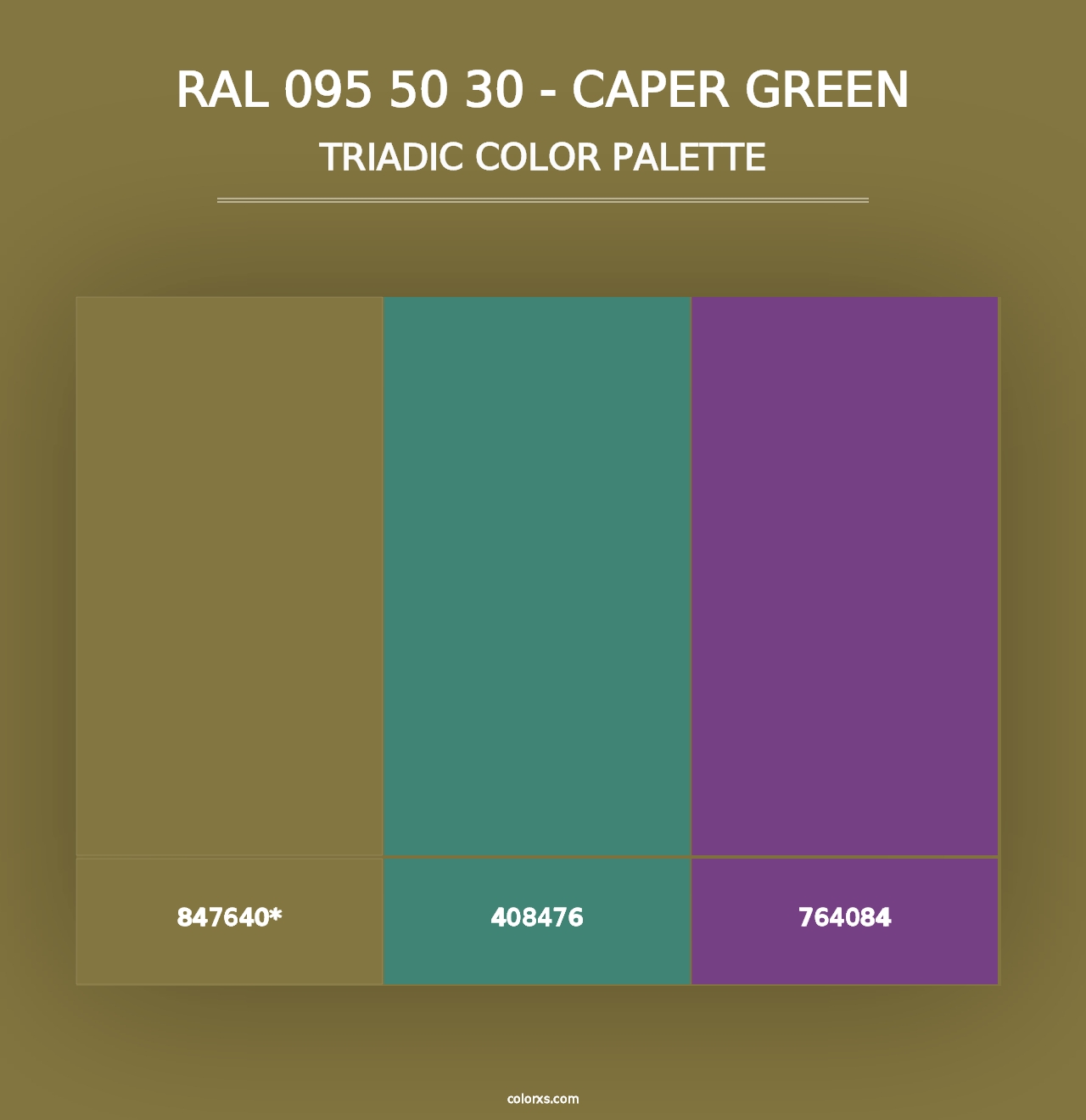 RAL 095 50 30 - Caper Green - Triadic Color Palette