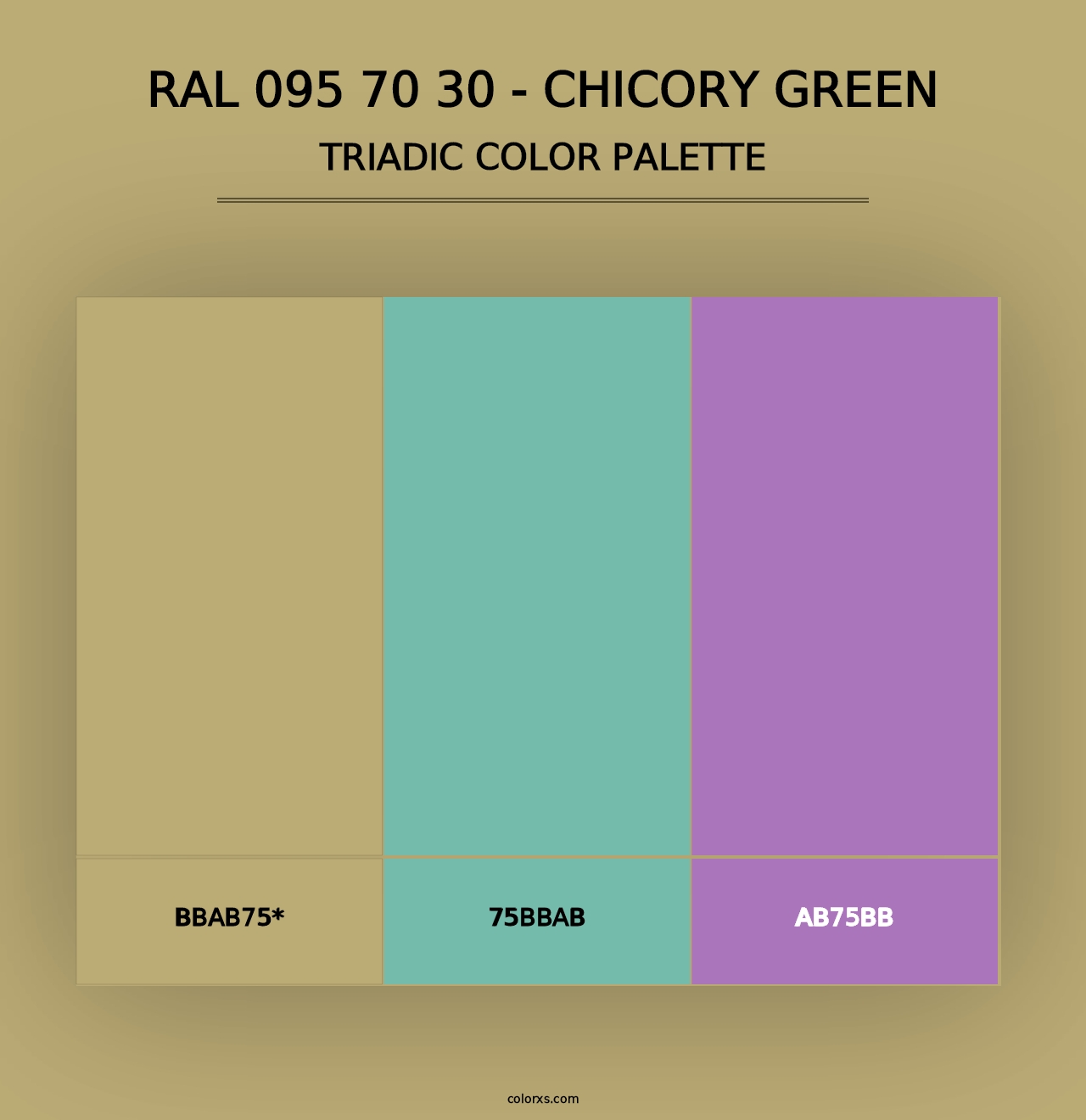 RAL 095 70 30 - Chicory Green - Triadic Color Palette