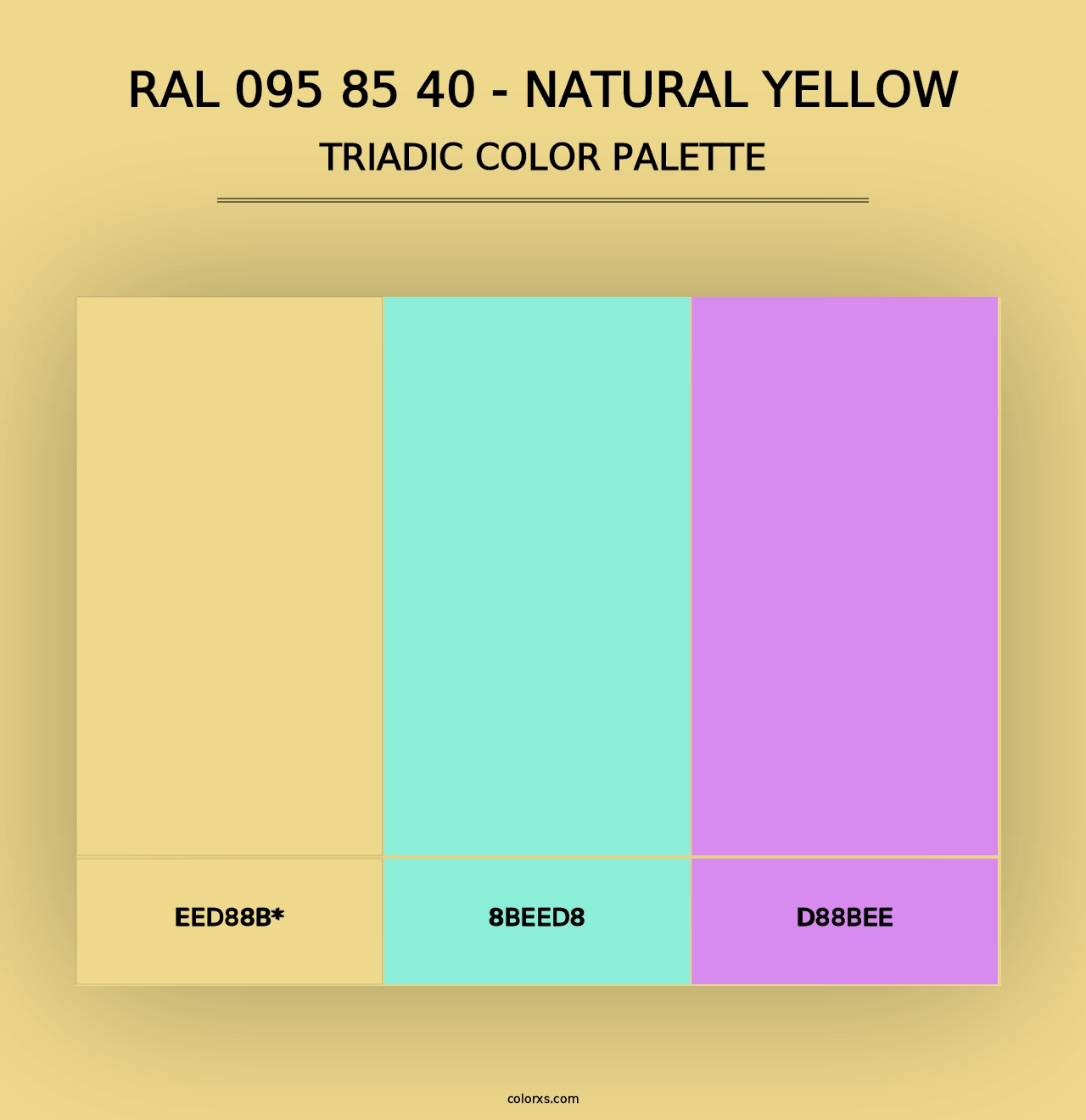 RAL 095 85 40 - Natural Yellow - Triadic Color Palette