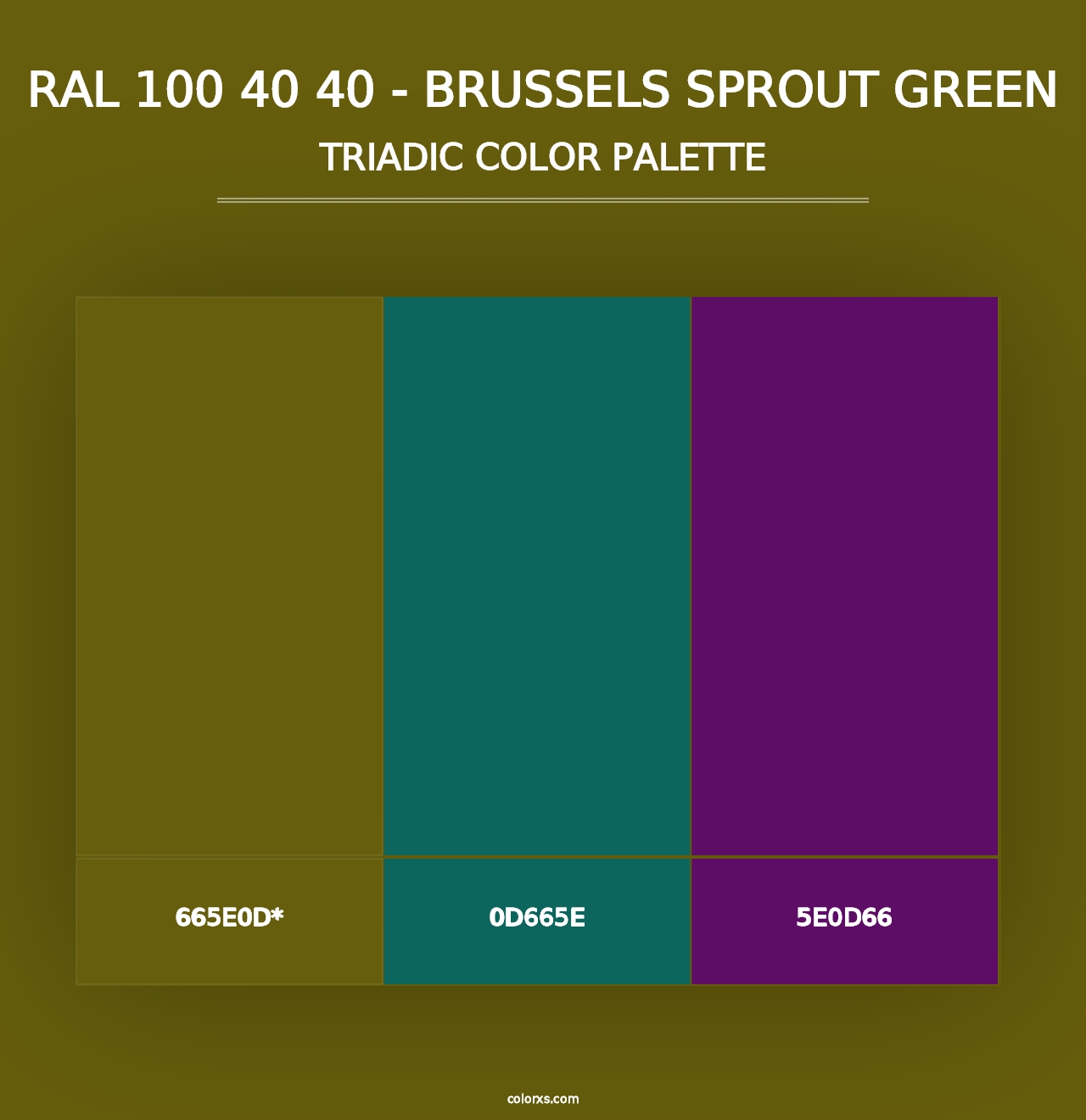 RAL 100 40 40 - Brussels Sprout Green - Triadic Color Palette