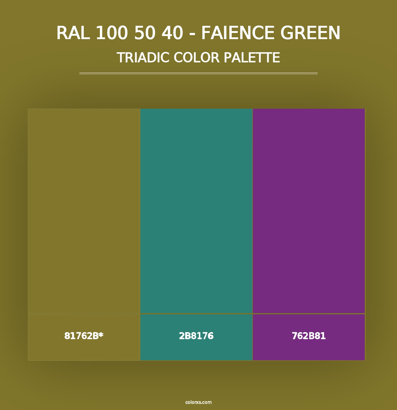 RAL 100 50 40 - Faience Green - Triadic Color Palette