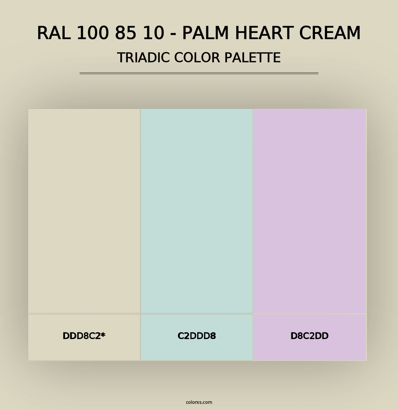 RAL 100 85 10 - Palm Heart Cream - Triadic Color Palette