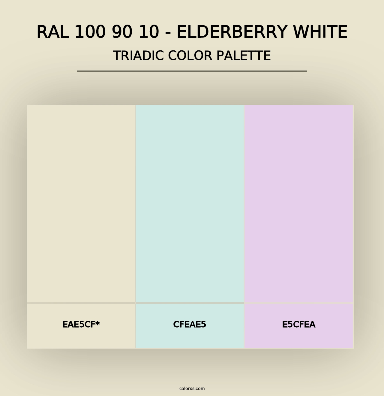 RAL 100 90 10 - Elderberry White - Triadic Color Palette