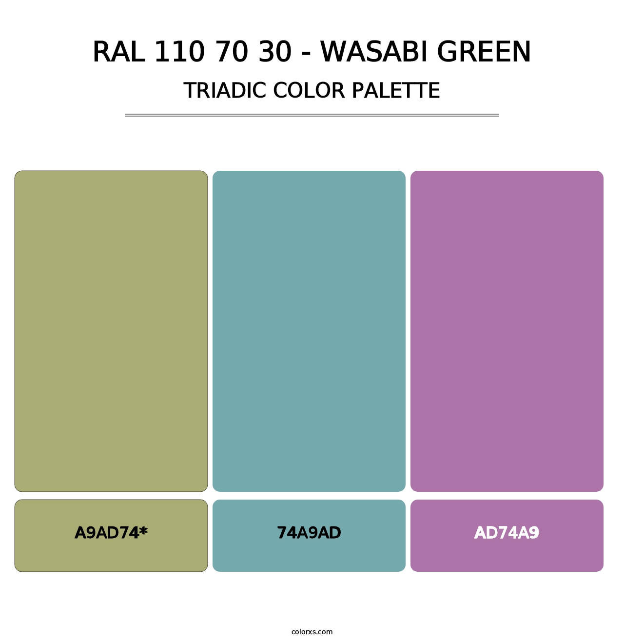 RAL 110 70 30 - Wasabi Green - Triadic Color Palette