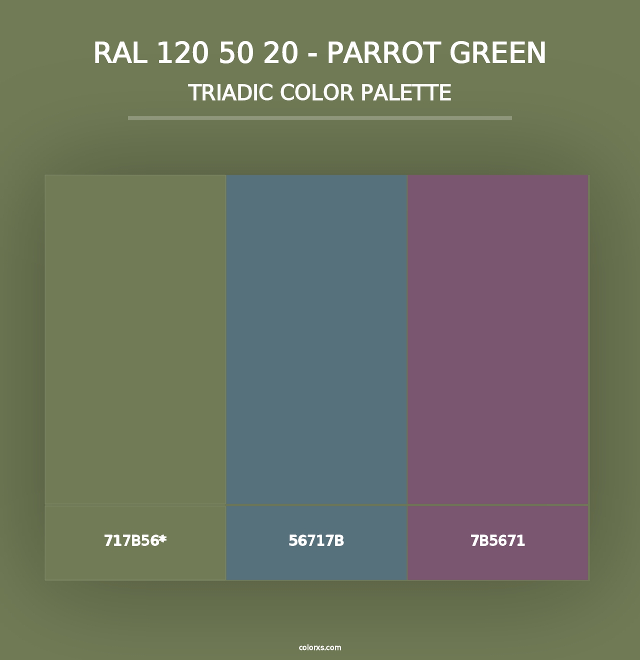 RAL 120 50 20 - Parrot Green - Triadic Color Palette