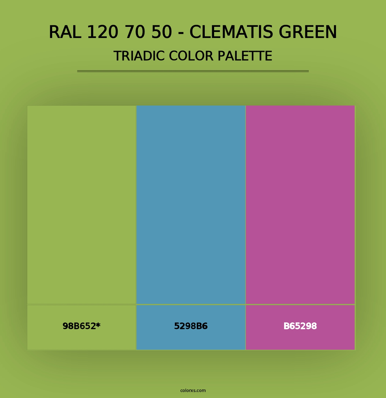 RAL 120 70 50 - Clematis Green - Triadic Color Palette