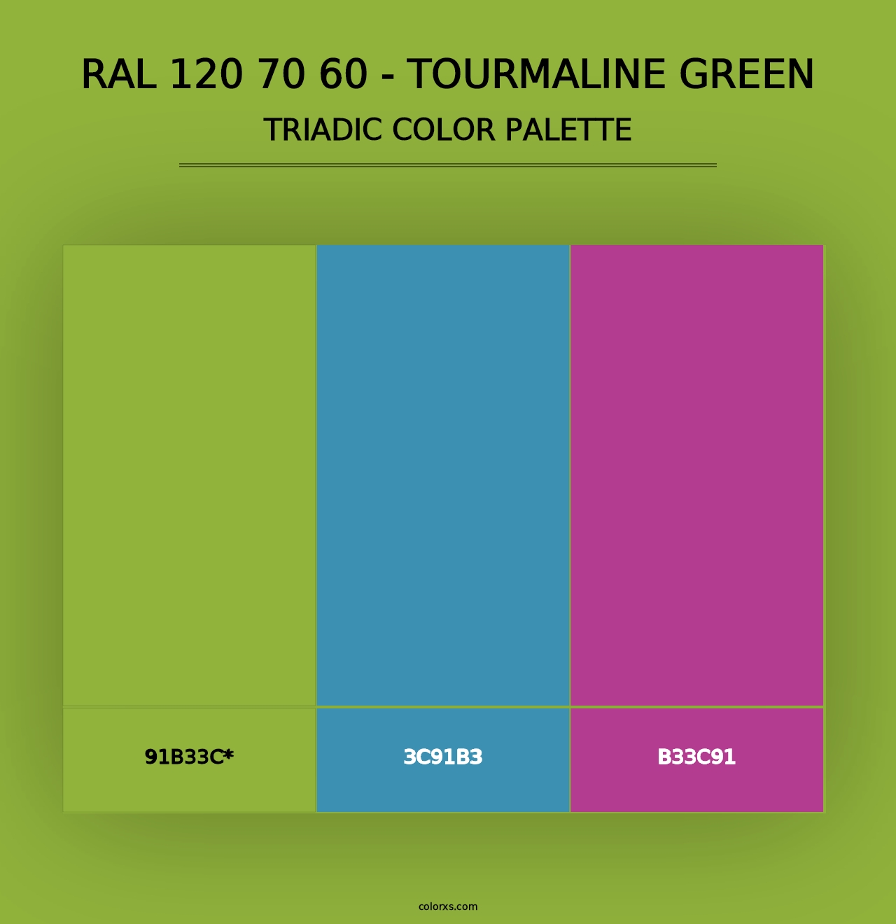 RAL 120 70 60 - Tourmaline Green - Triadic Color Palette