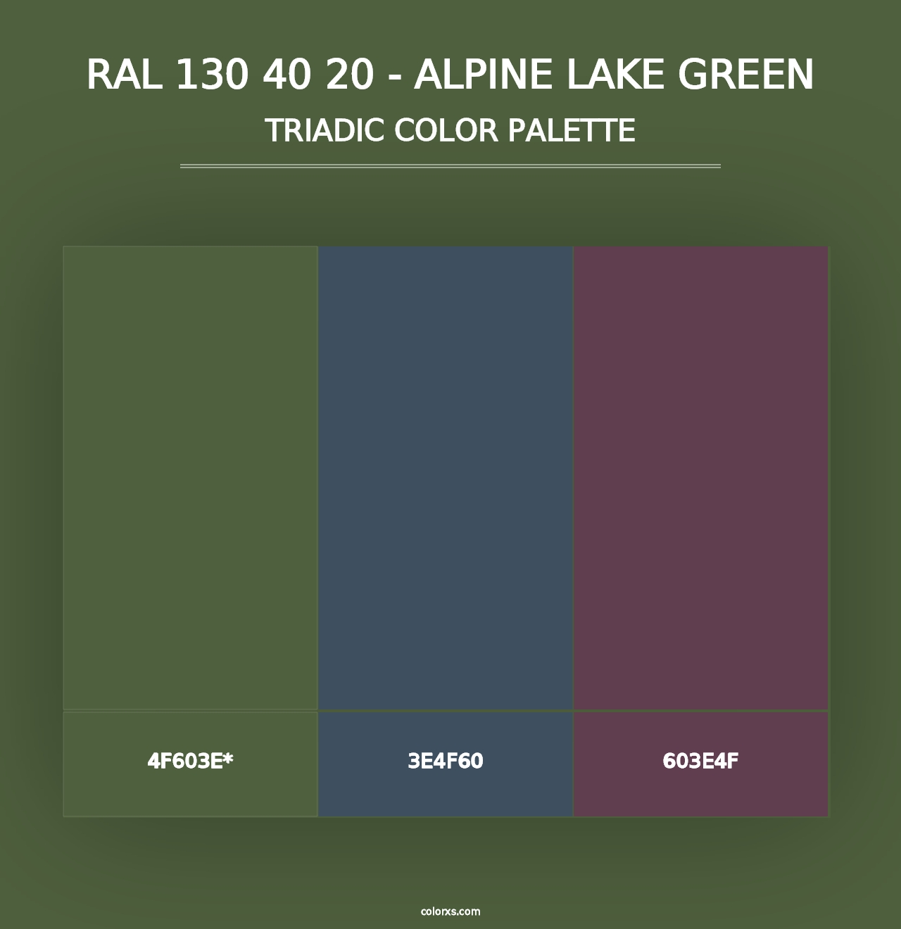 RAL 130 40 20 - Alpine Lake Green - Triadic Color Palette