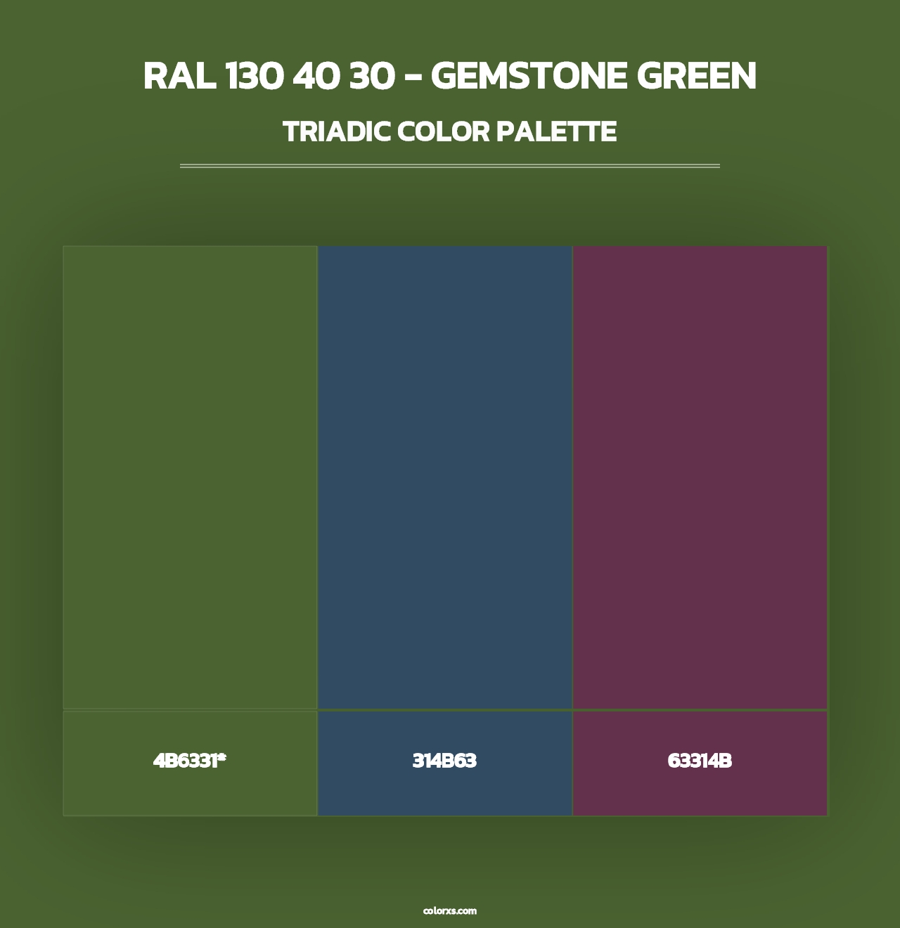 RAL 130 40 30 - Gemstone Green - Triadic Color Palette