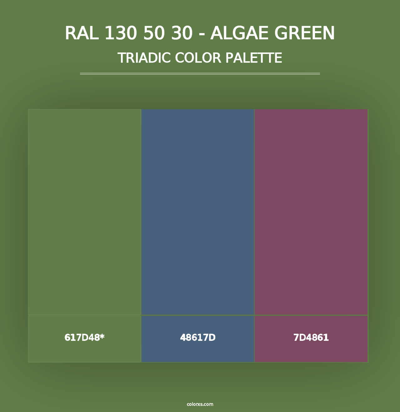 RAL 130 50 30 - Algae Green - Triadic Color Palette