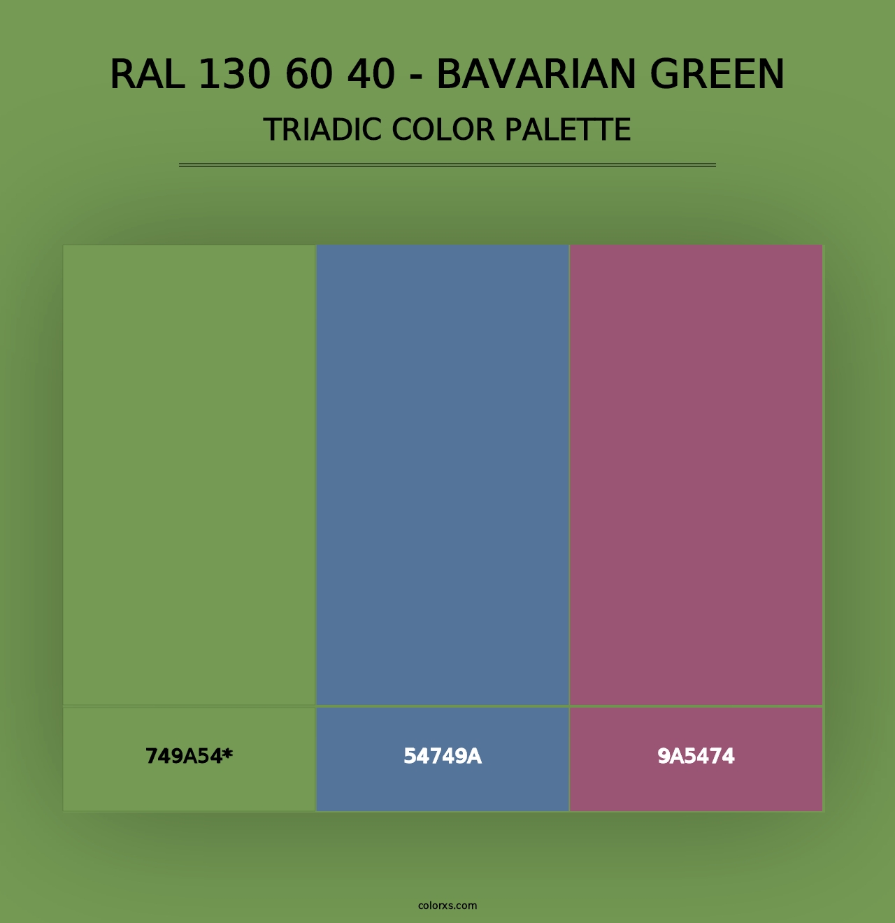 RAL 130 60 40 - Bavarian Green - Triadic Color Palette