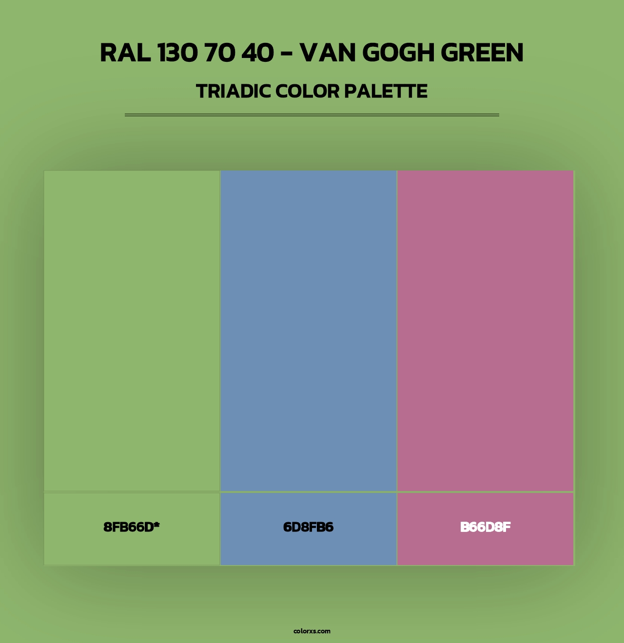 RAL 130 70 40 - Van Gogh Green - Triadic Color Palette