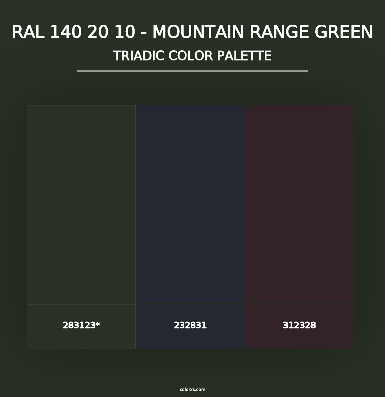 RAL 140 20 10 - Mountain Range Green - Triadic Color Palette