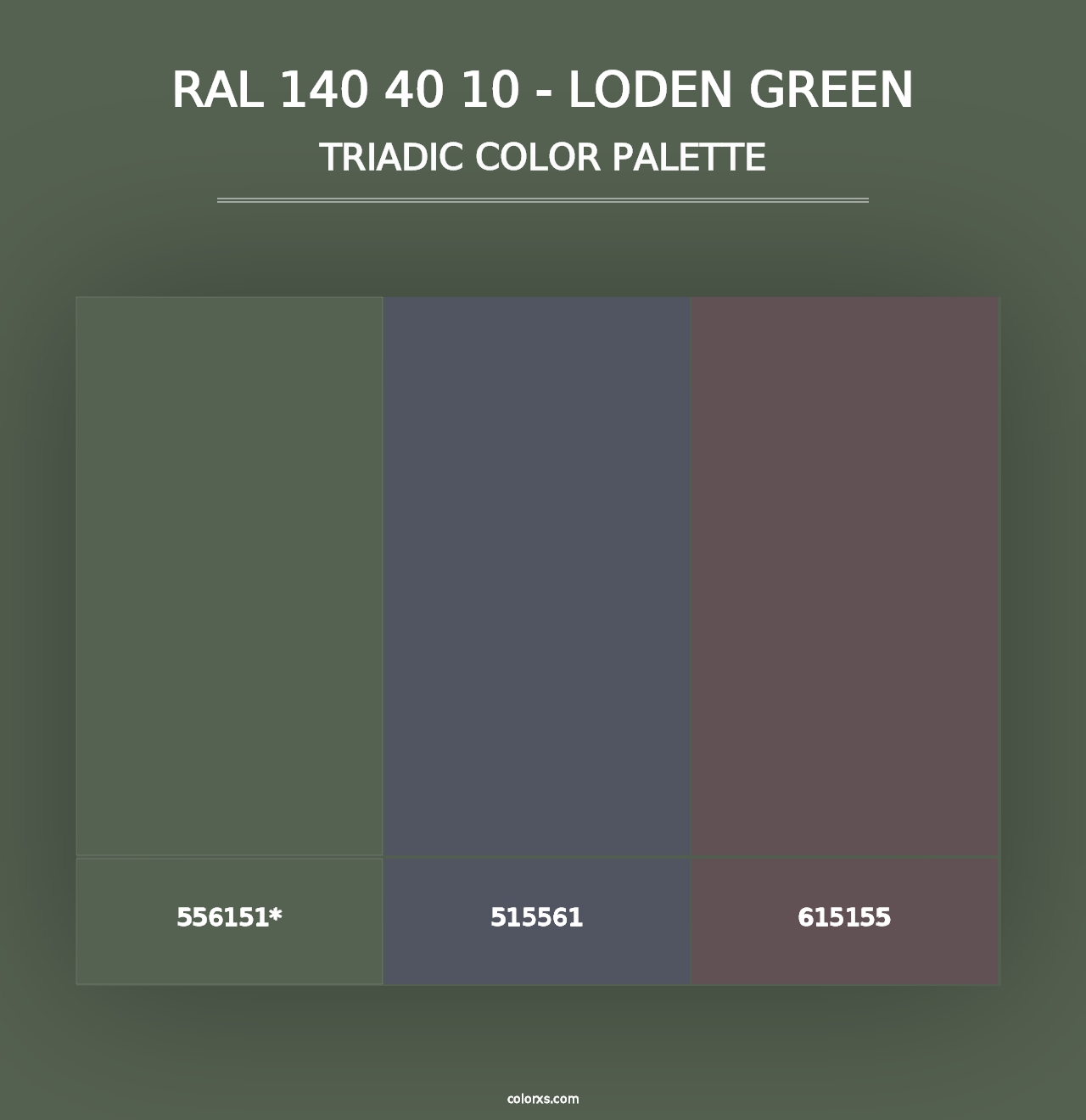 RAL 140 40 10 - Loden Green - Triadic Color Palette