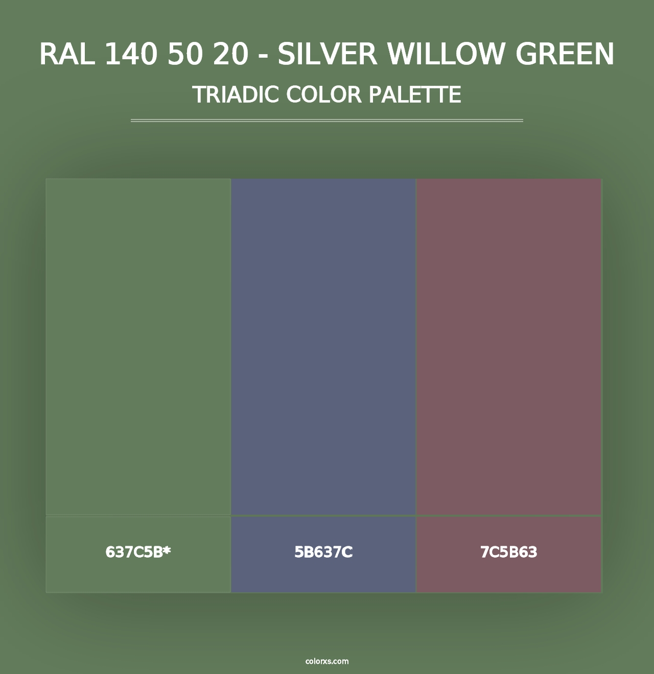 RAL 140 50 20 - Silver Willow Green - Triadic Color Palette