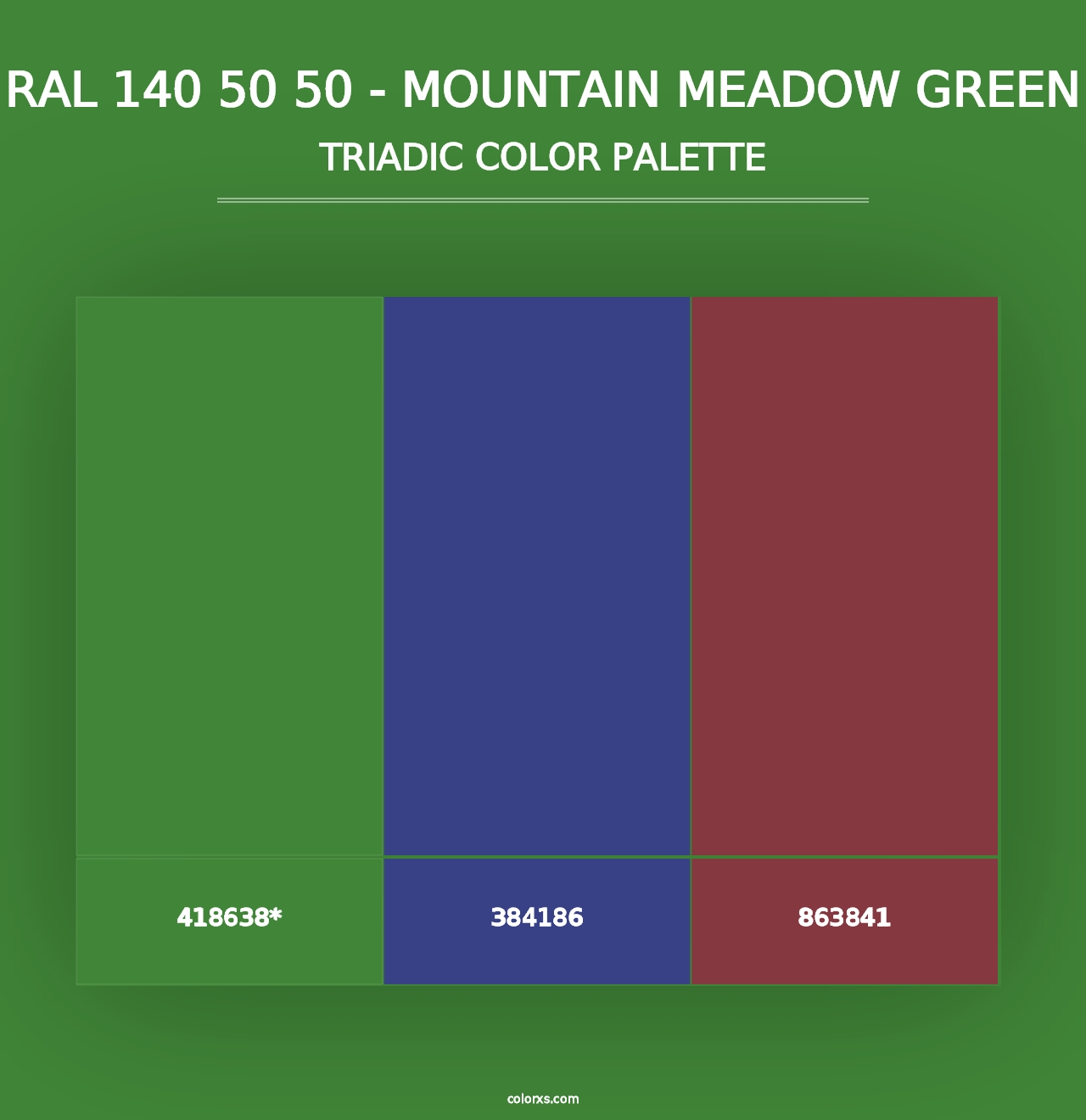 RAL 140 50 50 - Mountain Meadow Green - Triadic Color Palette