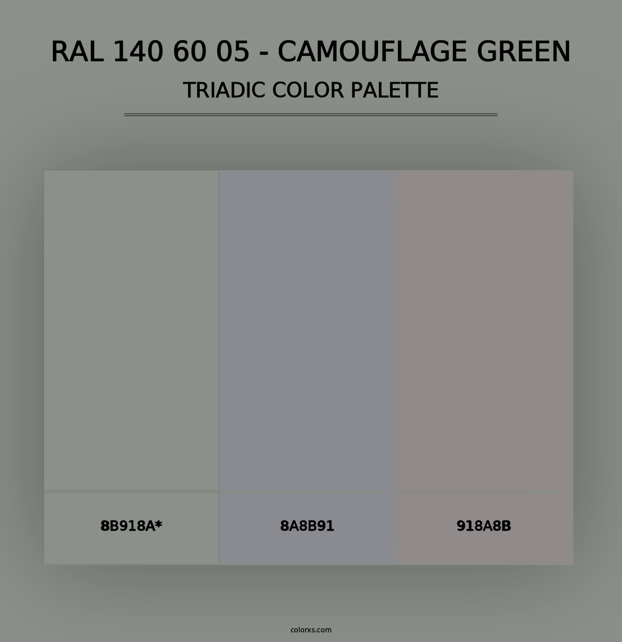 RAL 140 60 05 - Camouflage Green - Triadic Color Palette