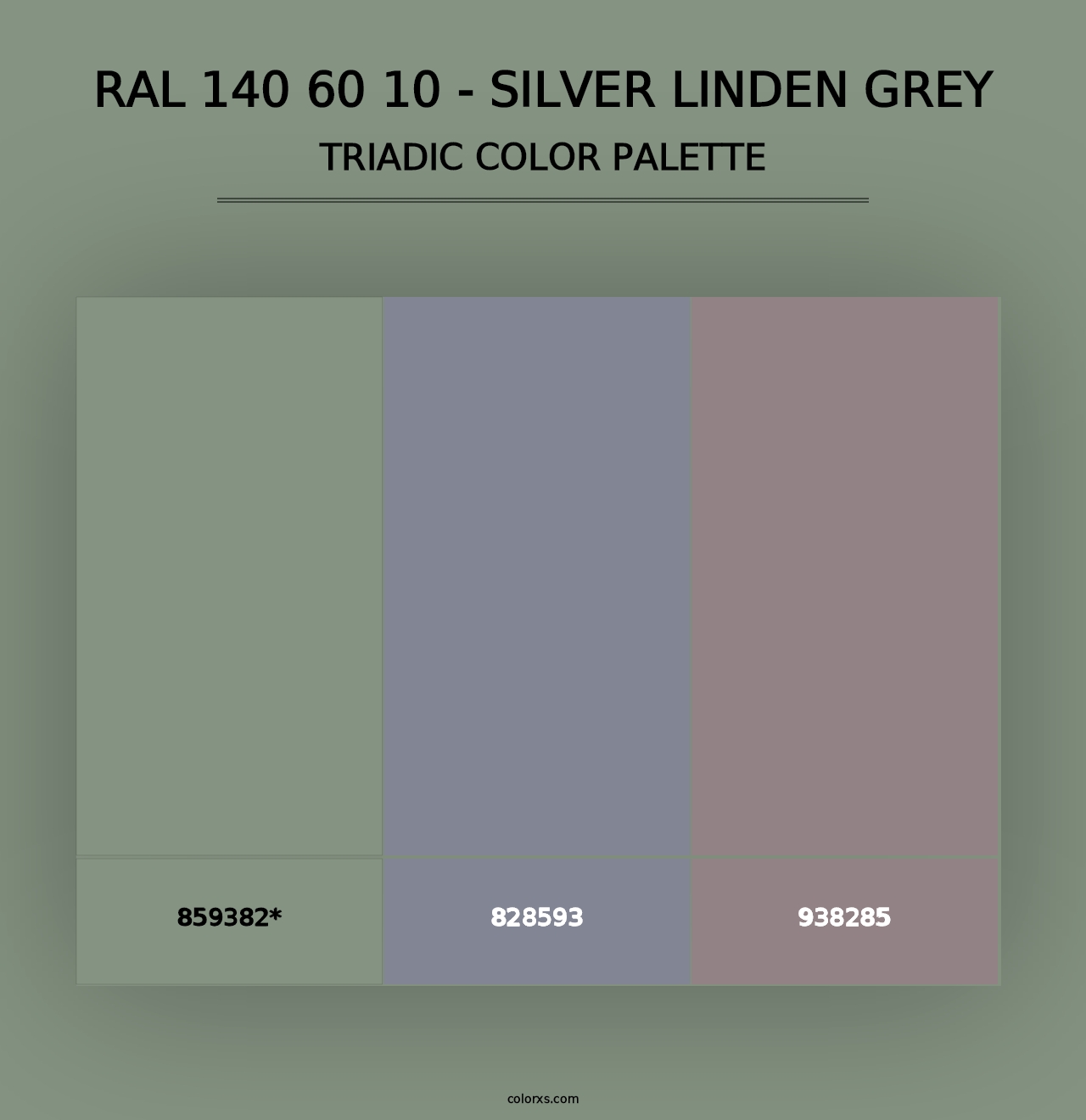 RAL 140 60 10 - Silver Linden Grey - Triadic Color Palette