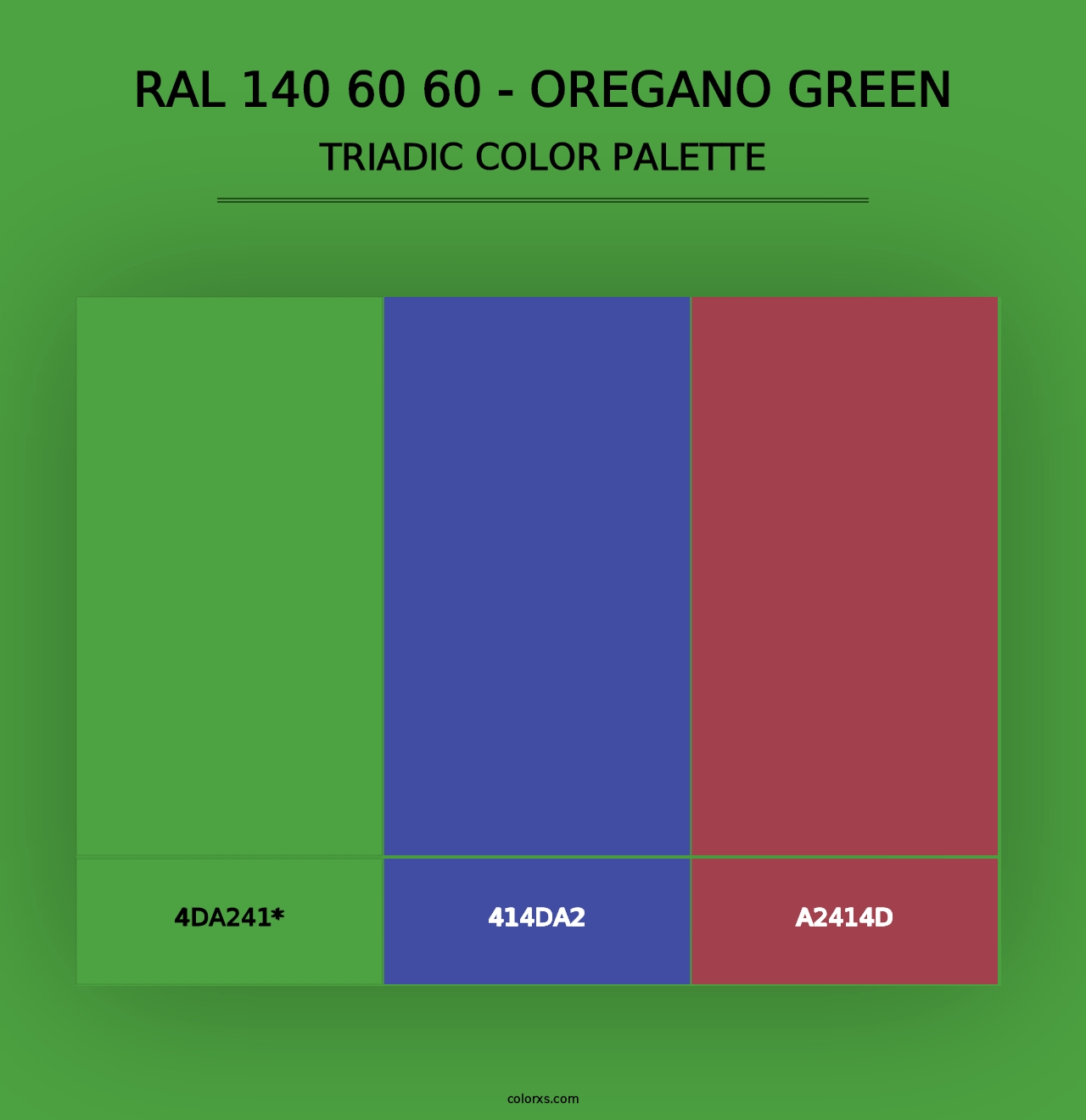 RAL 140 60 60 - Oregano Green - Triadic Color Palette