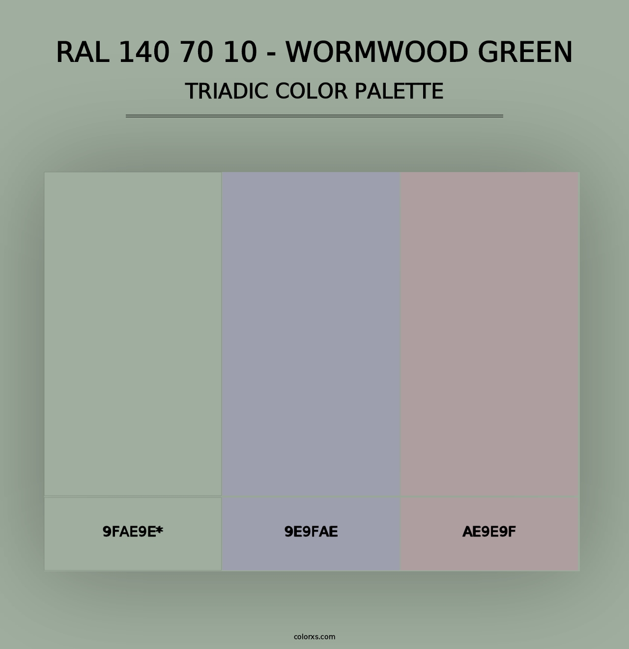 RAL 140 70 10 - Wormwood Green - Triadic Color Palette