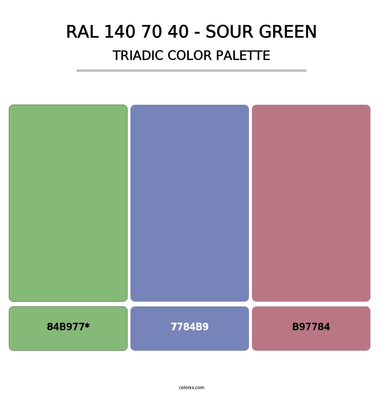 RAL 140 70 40 - Sour Green - Triadic Color Palette