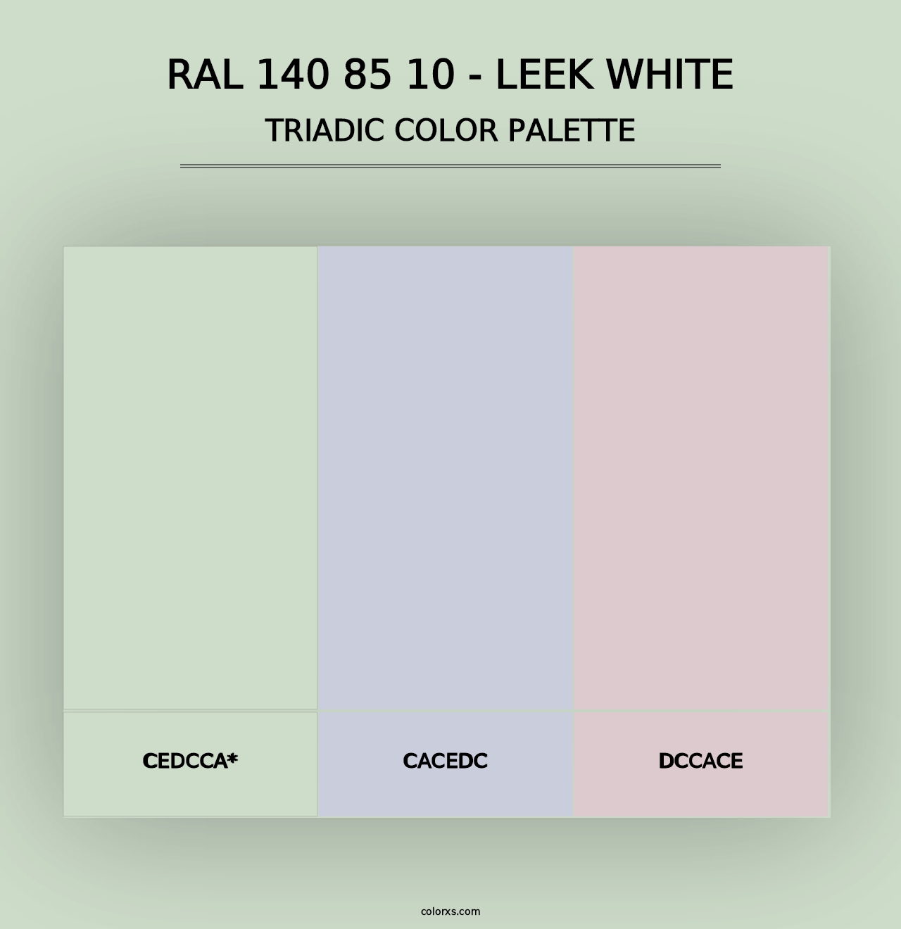 RAL 140 85 10 - Leek White - Triadic Color Palette