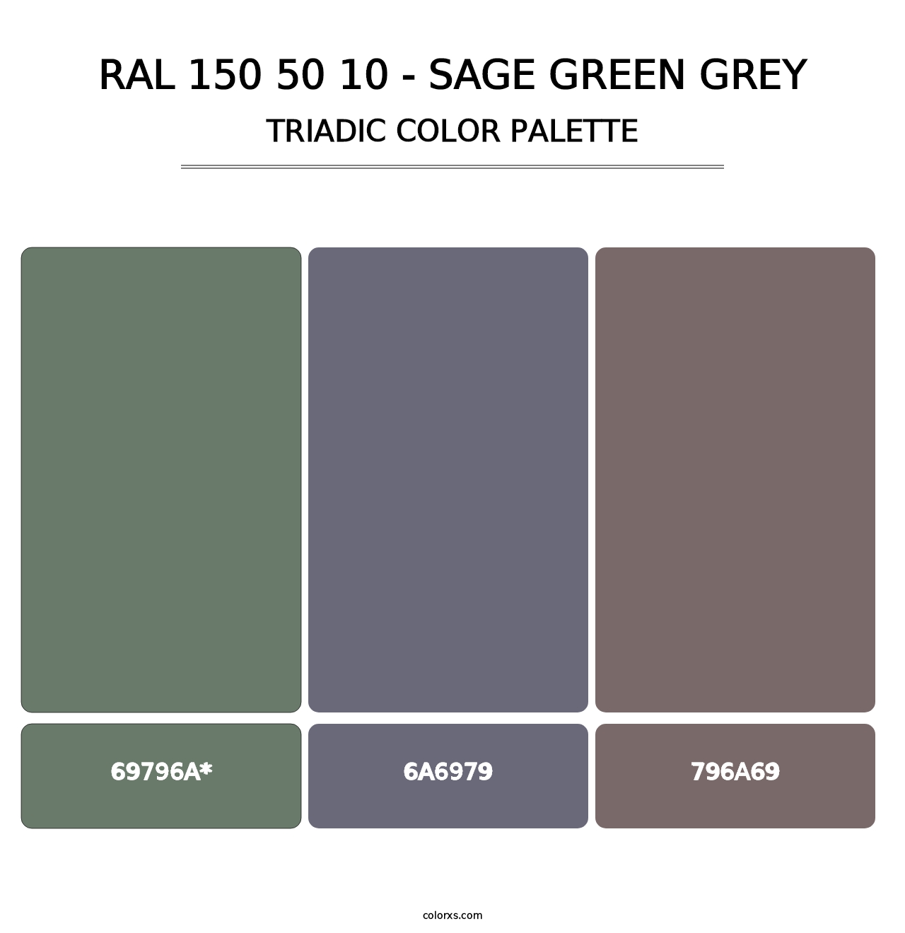 RAL 150 50 10 - Sage Green Grey - Triadic Color Palette