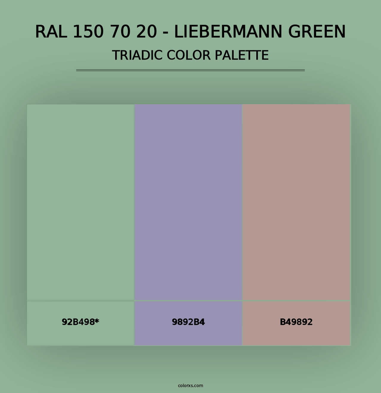 RAL 150 70 20 - Liebermann Green - Triadic Color Palette