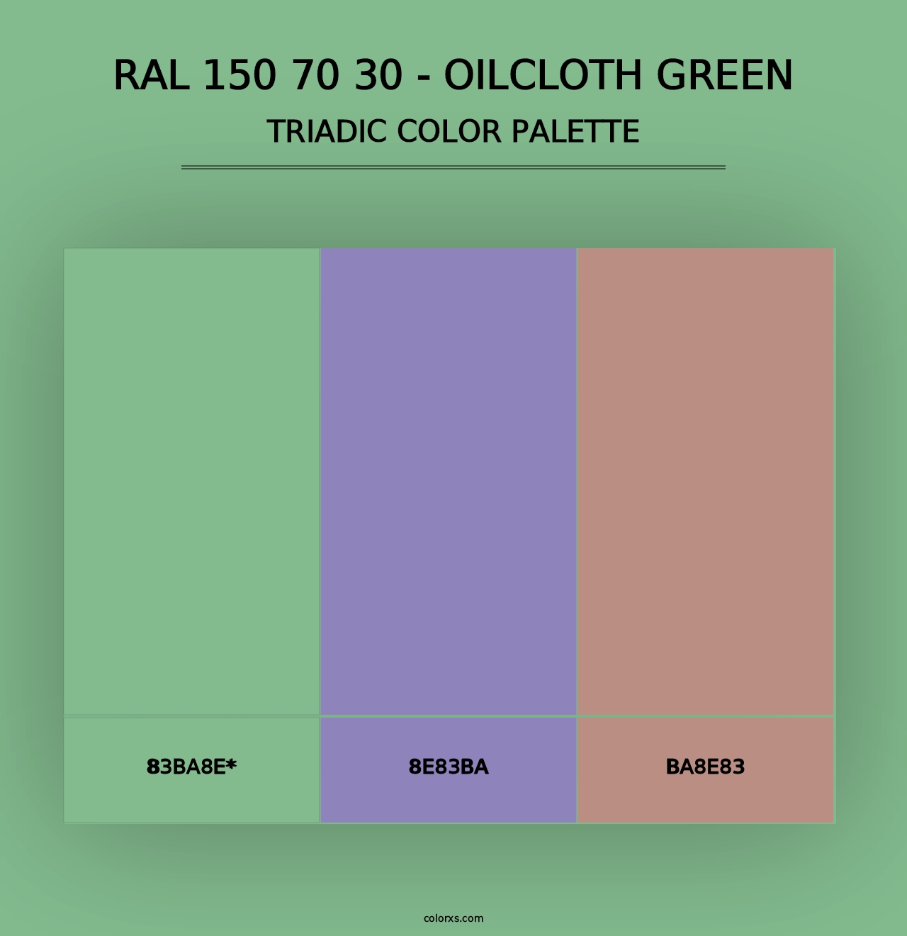 RAL 150 70 30 - Oilcloth Green - Triadic Color Palette