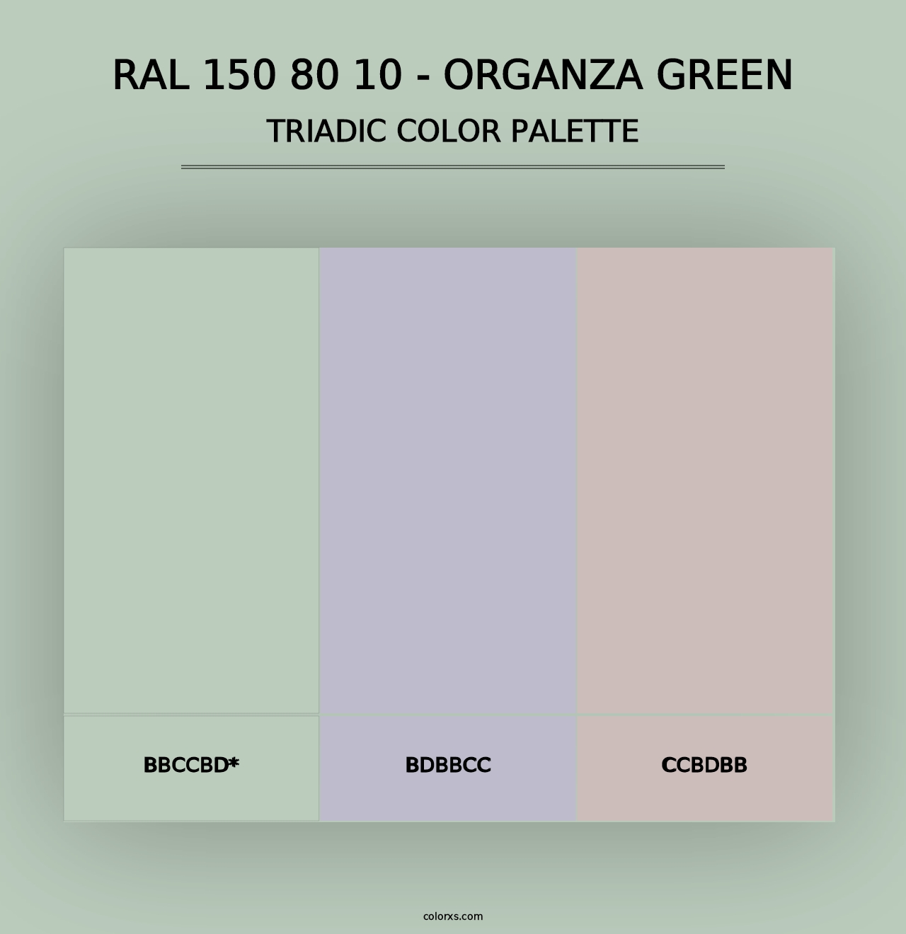 RAL 150 80 10 - Organza Green - Triadic Color Palette