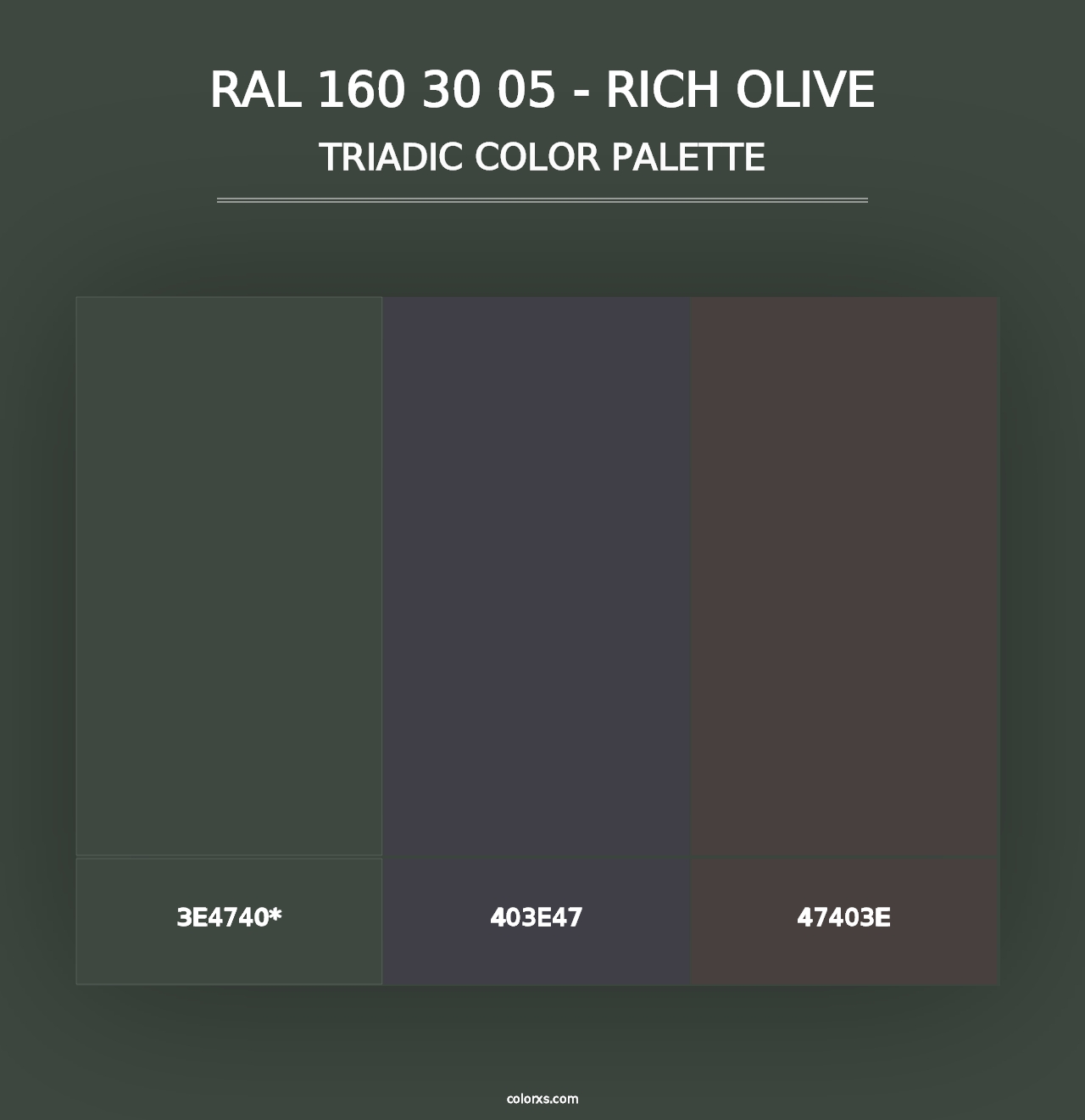 RAL 160 30 05 - Rich Olive - Triadic Color Palette