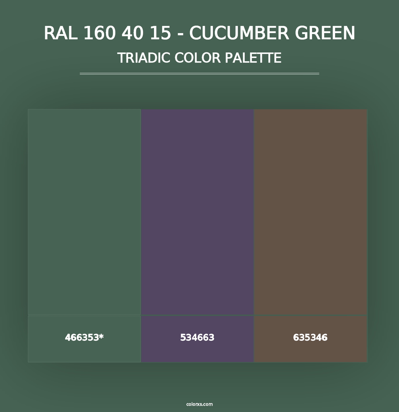 RAL 160 40 15 - Cucumber Green - Triadic Color Palette