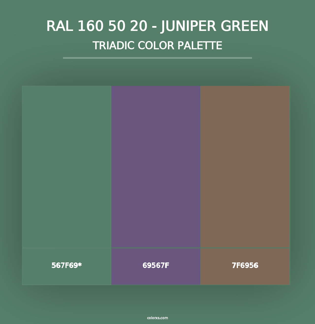 RAL 160 50 20 - Juniper Green - Triadic Color Palette