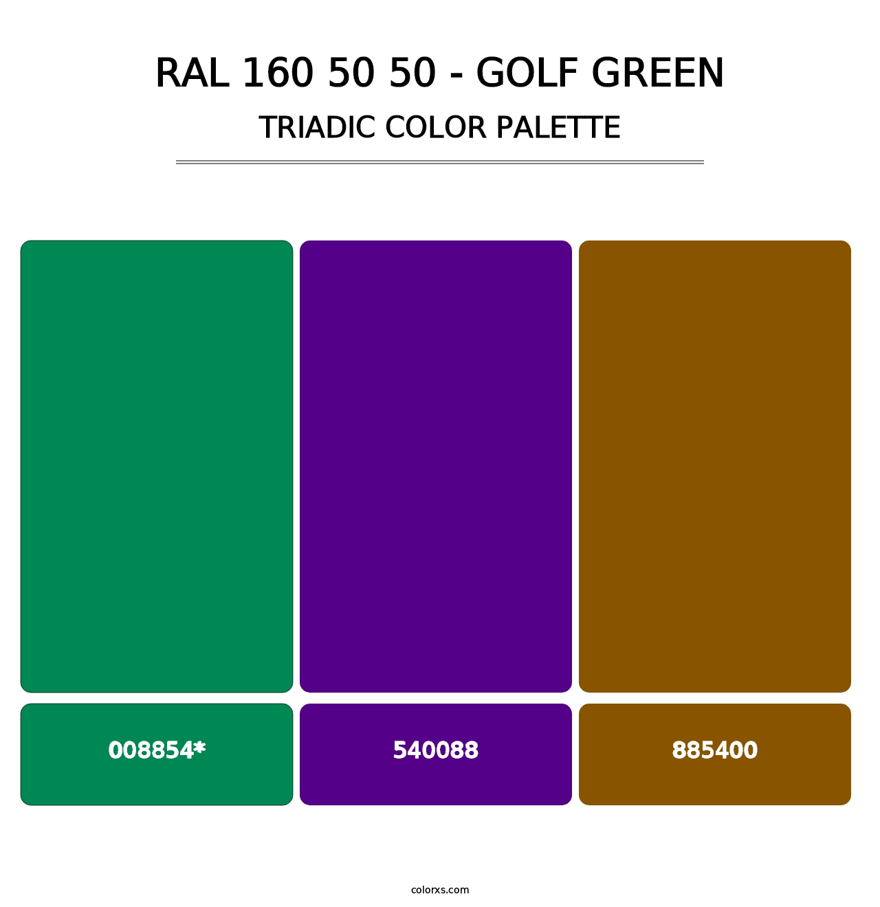 RAL 160 50 50 - Golf Green - Triadic Color Palette