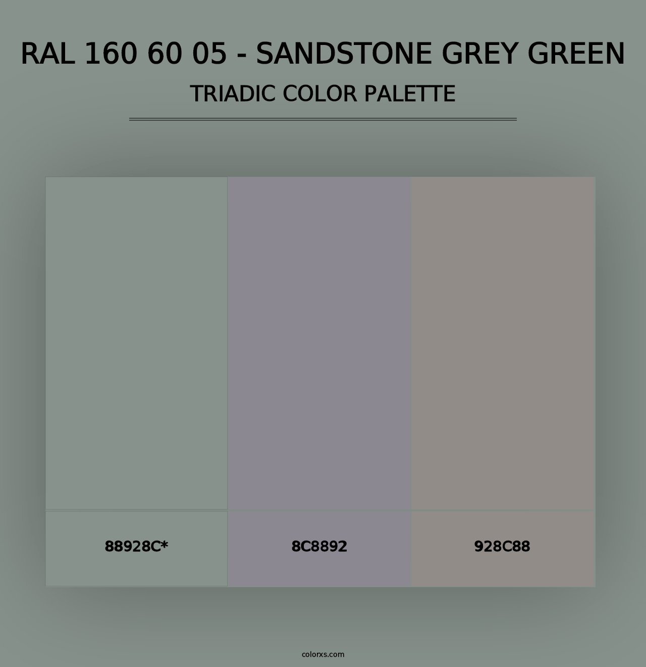 RAL 160 60 05 - Sandstone Grey Green - Triadic Color Palette