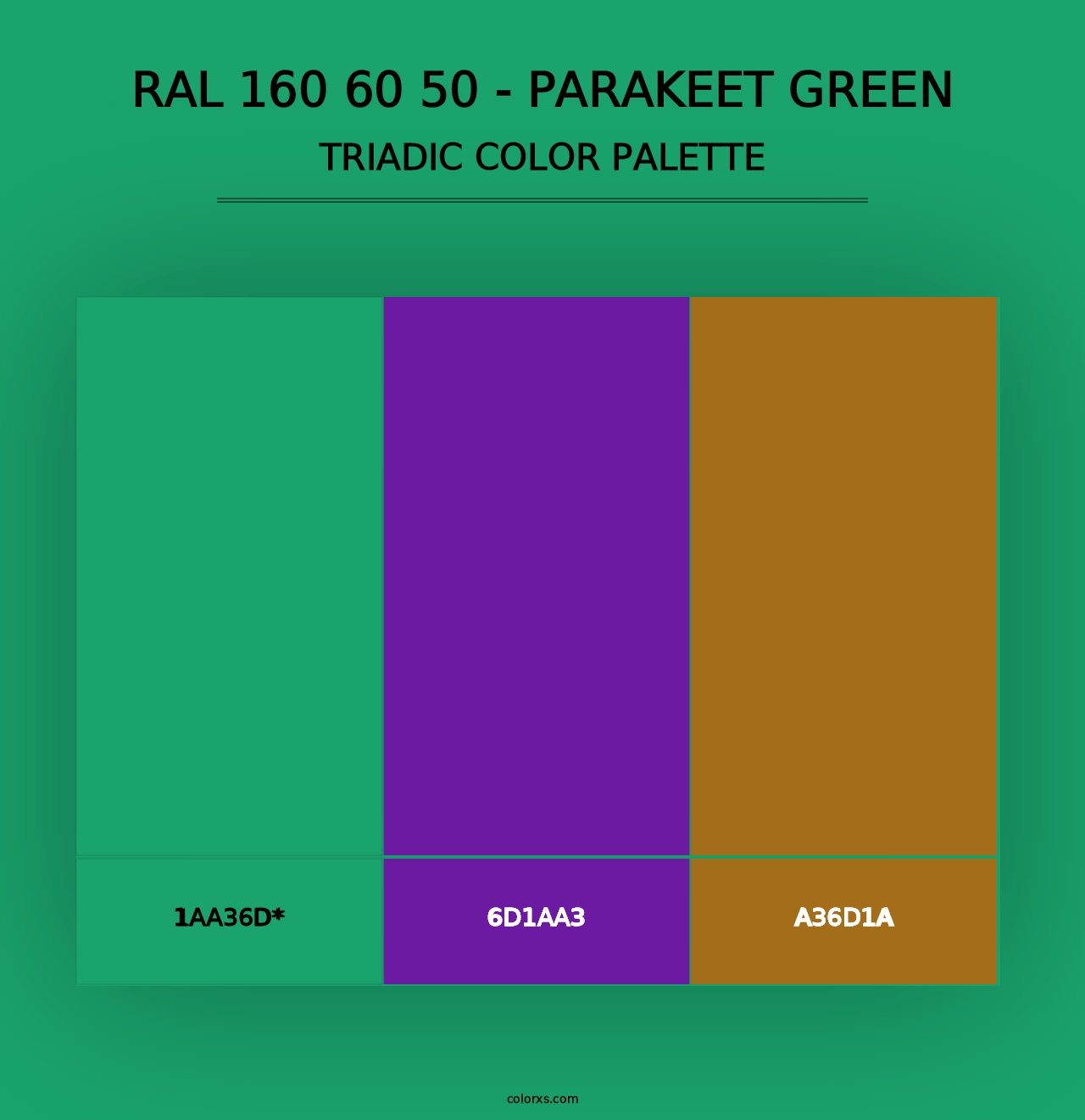 RAL 160 60 50 - Parakeet Green - Triadic Color Palette