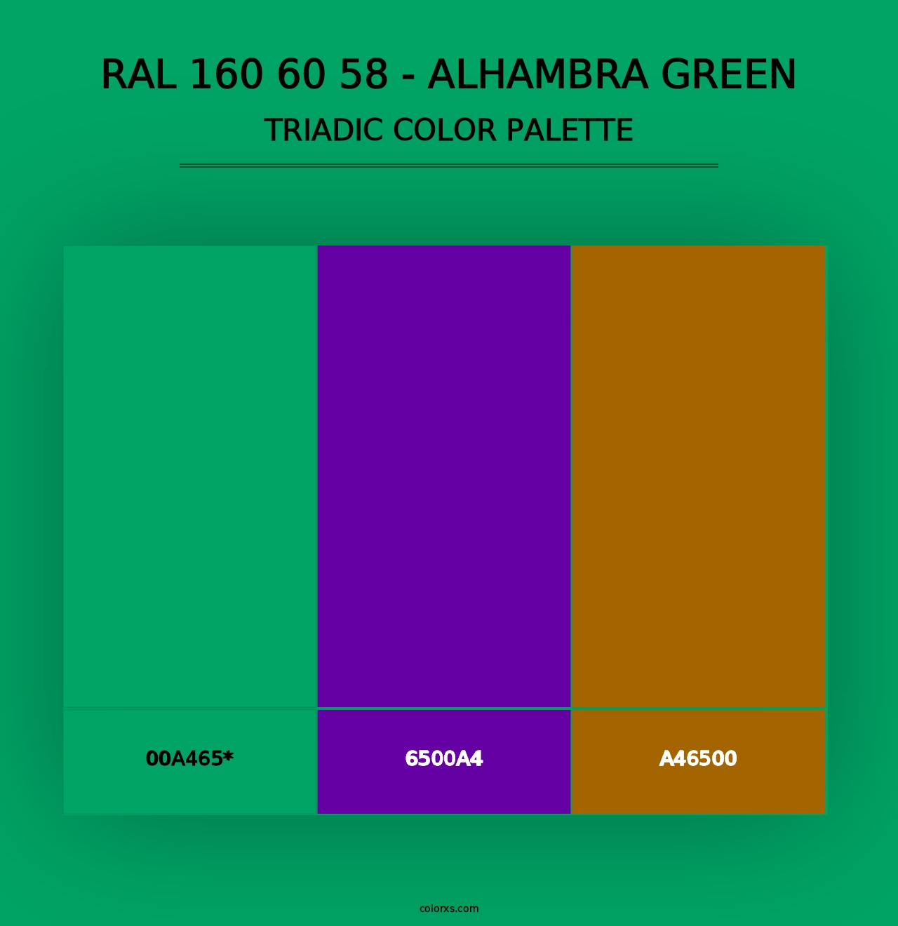 RAL 160 60 58 - Alhambra Green - Triadic Color Palette